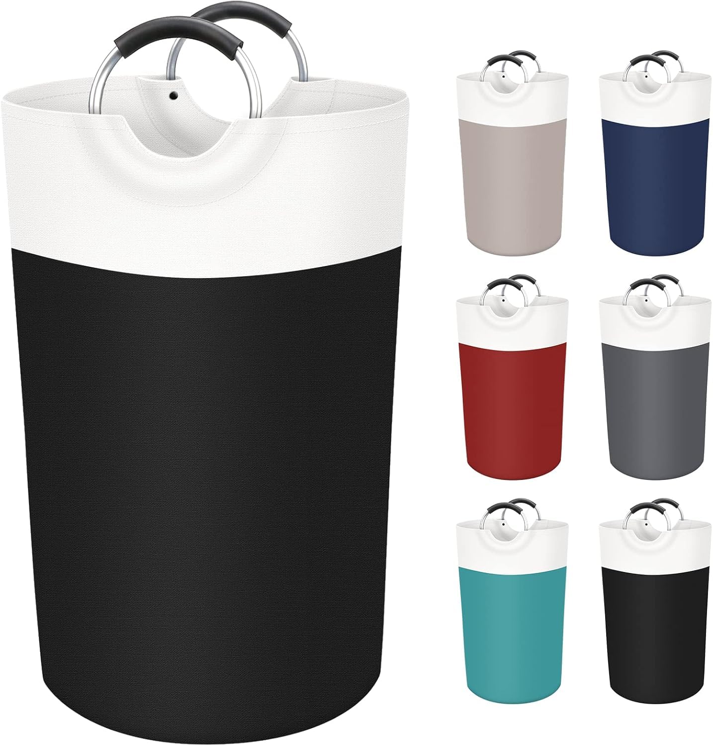 Zollyss 90L Laundry Basket, Freestanding Laundry Hamper, Collapsible Dirty Clothes Hamper, Waterproof Fabric with Foam Protected Aluminum Handles for College, Dorm, Family (Black)-image-19