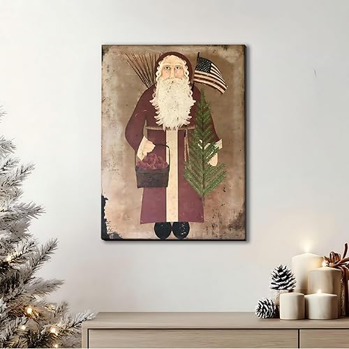 Miniatura 8 de FLZYKGPA Impresiones artísticas retro de Navidad de 12 x 18 pulgadas, lienzo navideño de Papá Noel, póster de Navidad de granja de invierno,