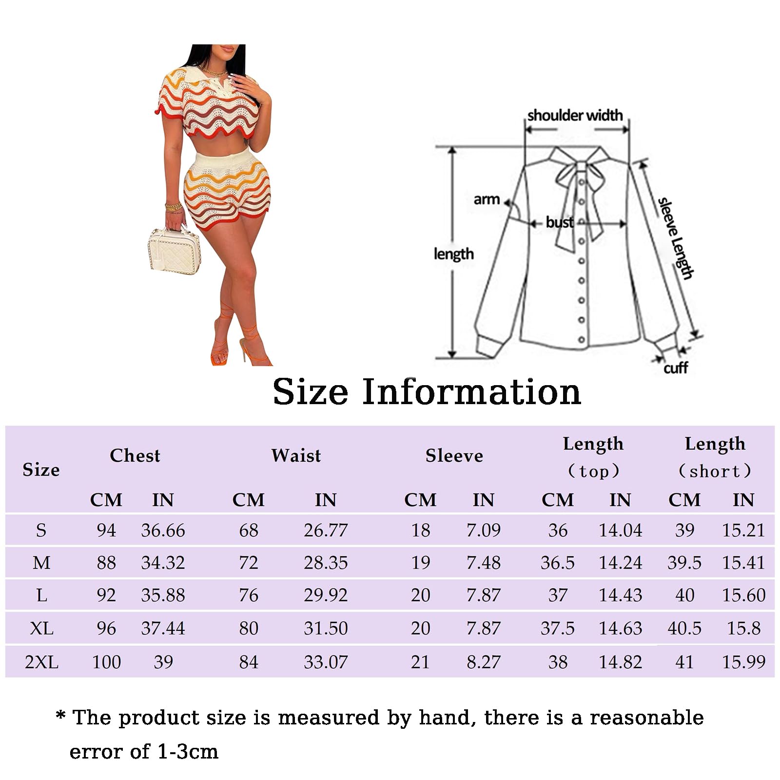 Femmes Été 2 Pièce Rayé À Manches Courtes Crop Top Tricot Short Ensemble Plage Vacances Tenues