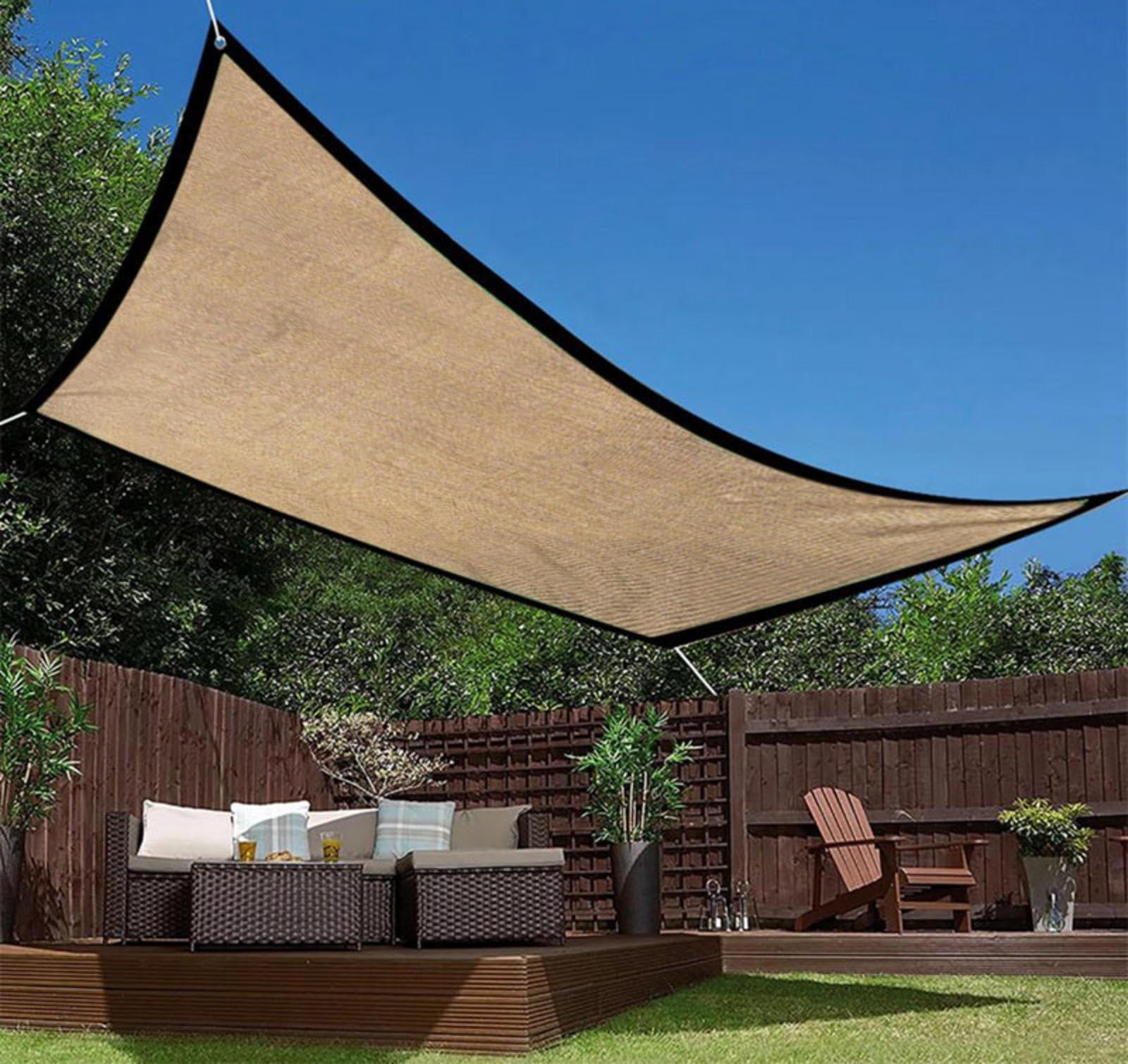 Filet d Ombrage dans Jardin Toile Ombrage 6x4 Voile d'ombrage Rectangulaire 2x3 Bâche D'ombrage Respirante avec Œillet, Respirant Terrasse Jardin Poulailler,beige-4x6m