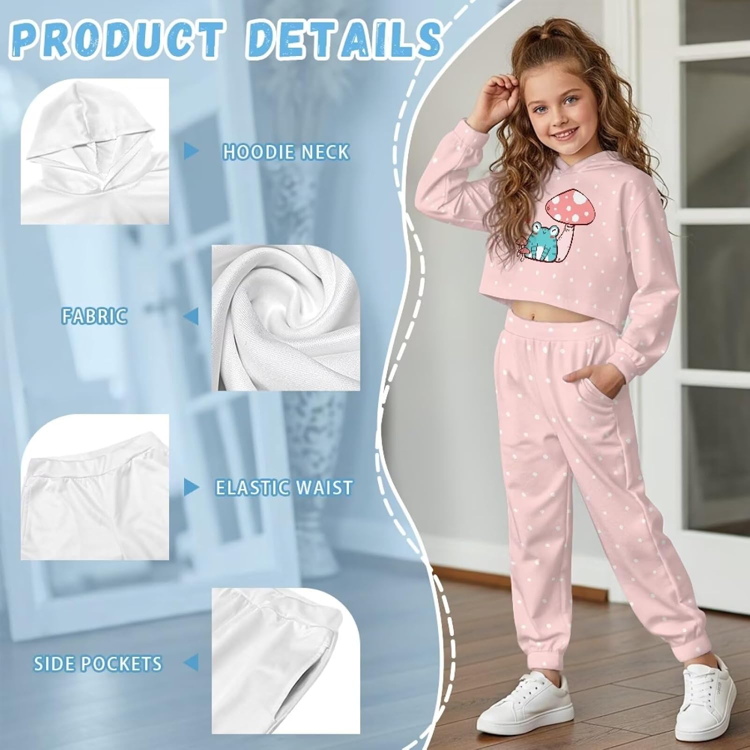 2 Piece Sweatshirt Set for Girls Long Sleeve Crop Tops for Girls 4-13 Athletic Hoodie with Sweatpants Outfits