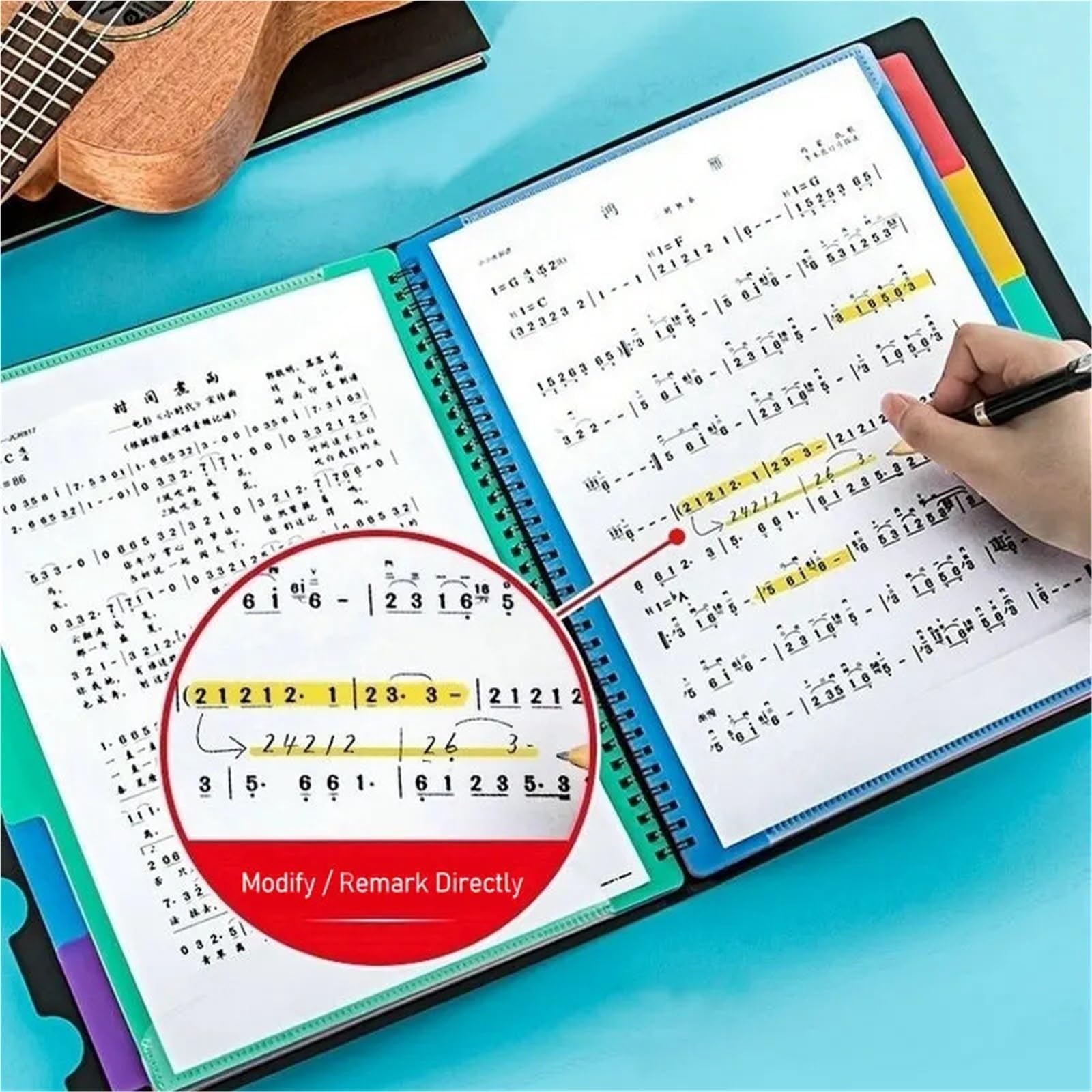 Carpeta de archivos partituras musicales A4, soporte papel for hojas música, carpeta partición Piano paisaje for para Partituras, Archivos(Black Gold-20sheets)