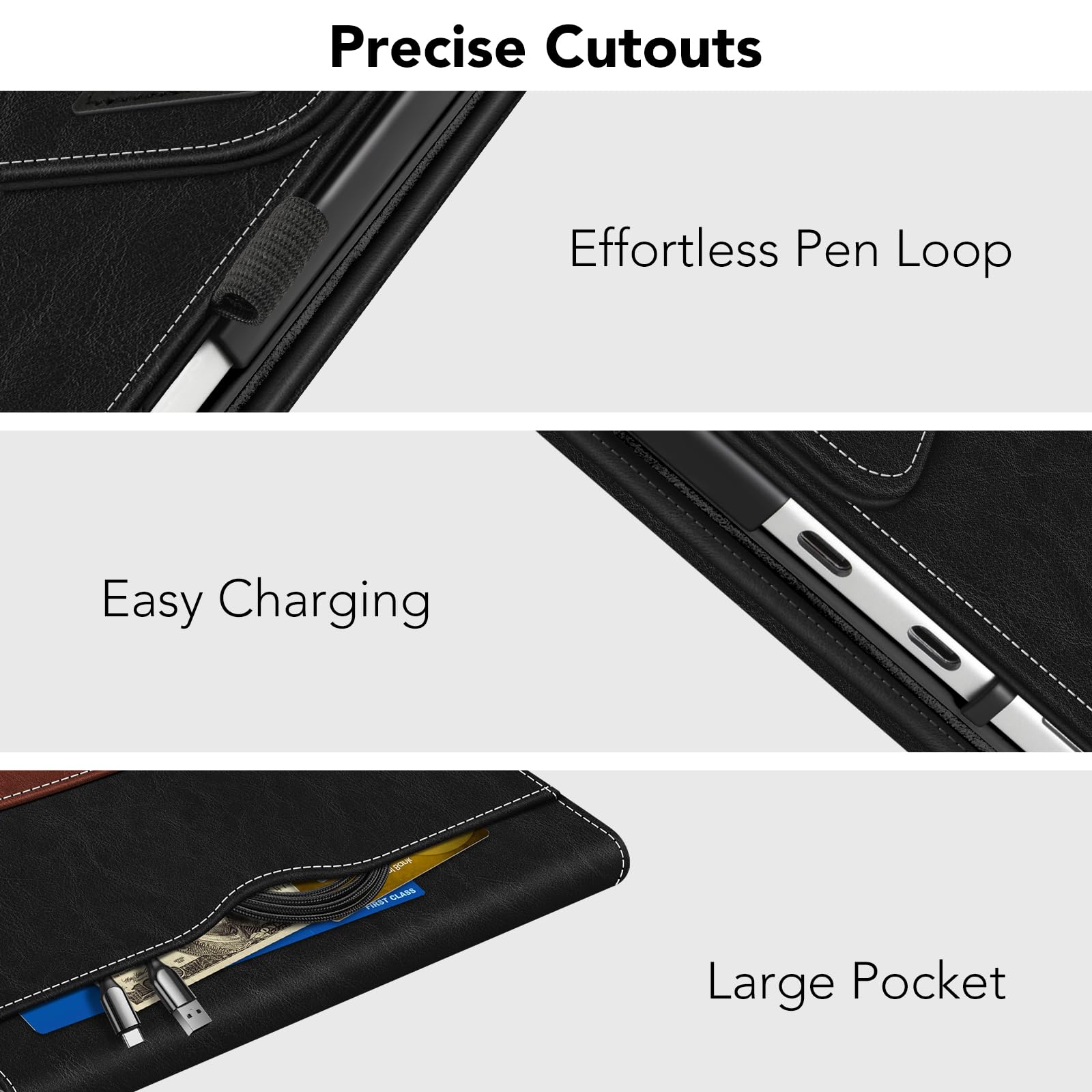 Fintie Funda para Microsoft Surface Pro de 12 Pulgadas, 1ª edición (2025), Cartera de visión de múltiples ángulos, Funda de Negocios con Bolsillo y Soporte para lápiz Capacitivo, Compatible con