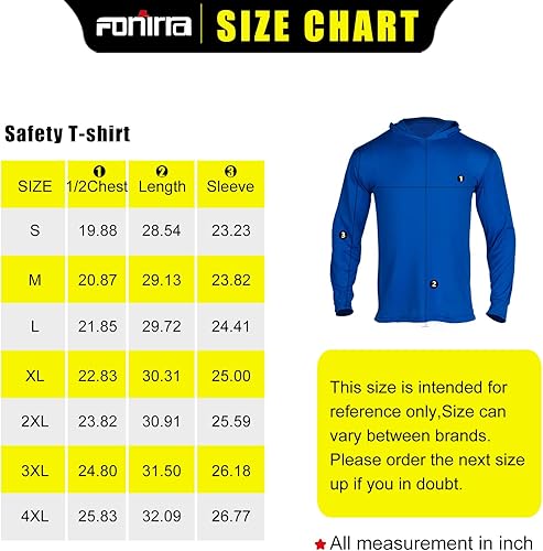 Miniatura 6 de FONIRRA Camiseta de manga larga de alta visibilidad para hombre, paquete de 3 camisas de trabajo de construcción con capucha
