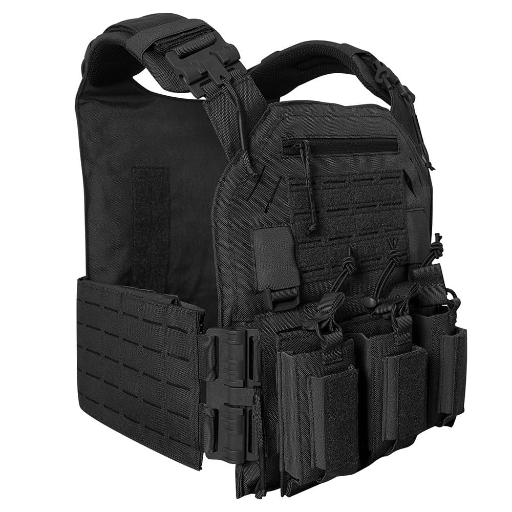 Chaleco MOLLE Ajustable,Chaleco Portaequipaje Ligero Nylon con Múltiples Bolsillos Chaleco Transpirable para Senderismo Camping Entrenamiento Y Actividades Al Aire Libre