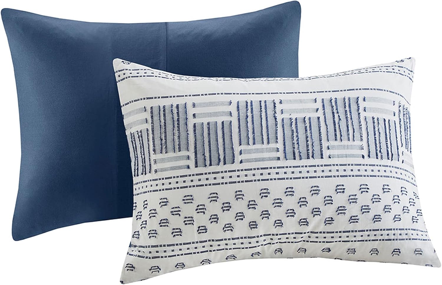 Hyde Lane Modern Navy Bedding, Blue King/Cal King Farmhouse Comforter Set, Cotton Top with Boho Style Clipped Jacquard Stripes 3-Pieces/W Matching Pillow Shams (104x90 inches, Navy) - Image 5
