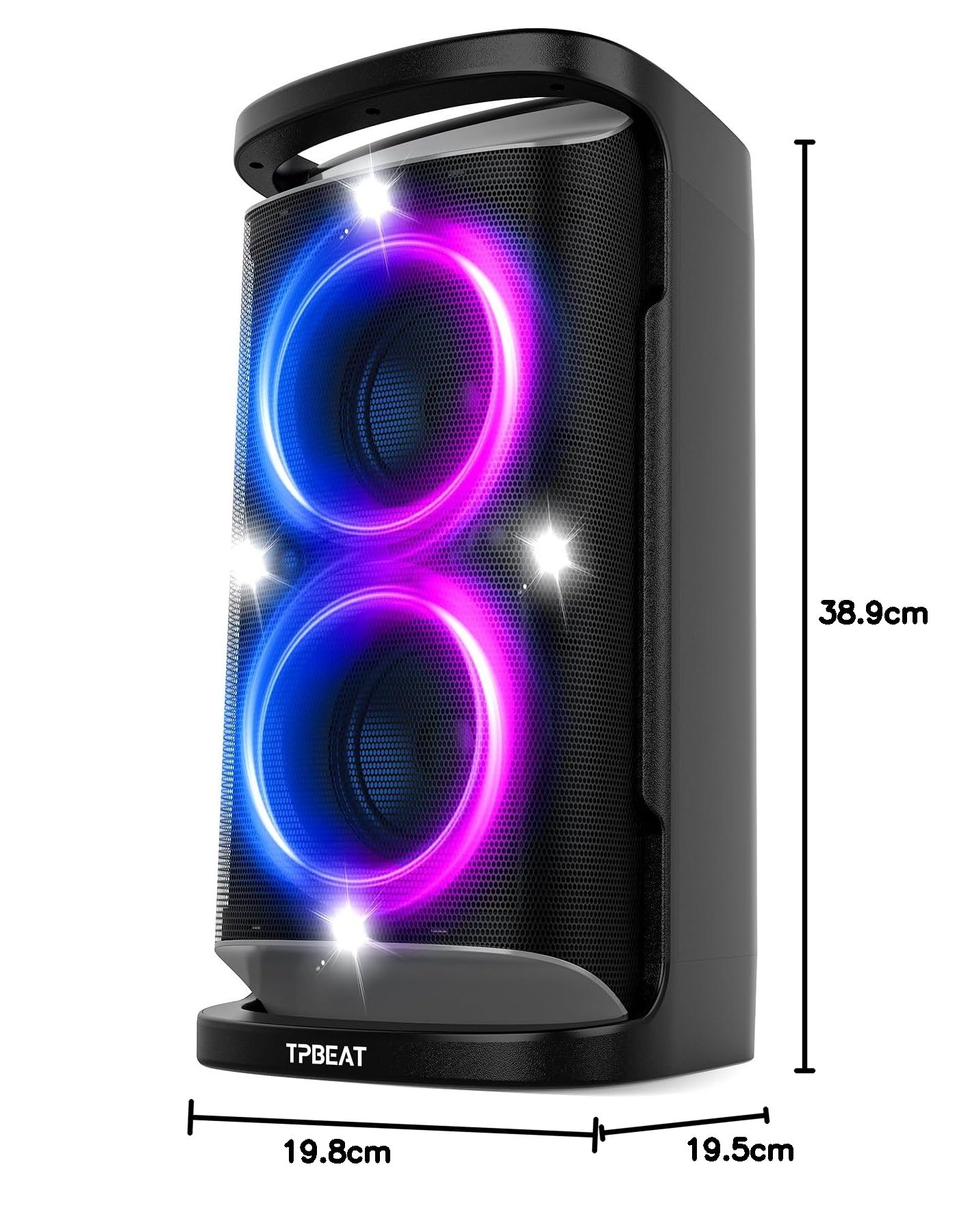 TPBEAT Bluetooth Lautsprecher Groß, Partybox, 160W Powerful, Lauter Sound, Tiefer Bass, Musikbox Bluetooth Groß mit LED-Lichtshow, Schnelles Aufladen,15h Akku, TF, AUX, EQ, für Party, Backyard