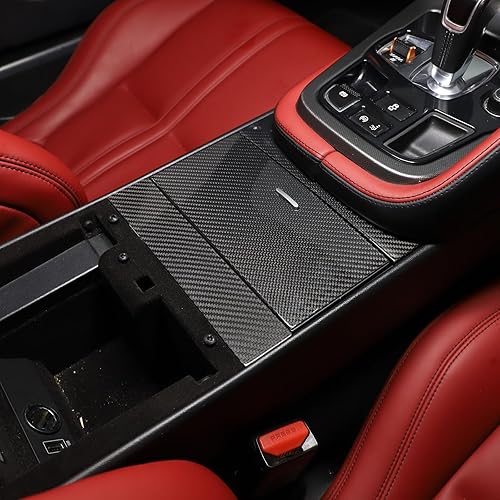 Miniatura 5 de Caja de almacenamiento de control central de fibra de carbono real, cubierta de panel compatible con Jaguar F-Type 2013-2022, consolas centrales,