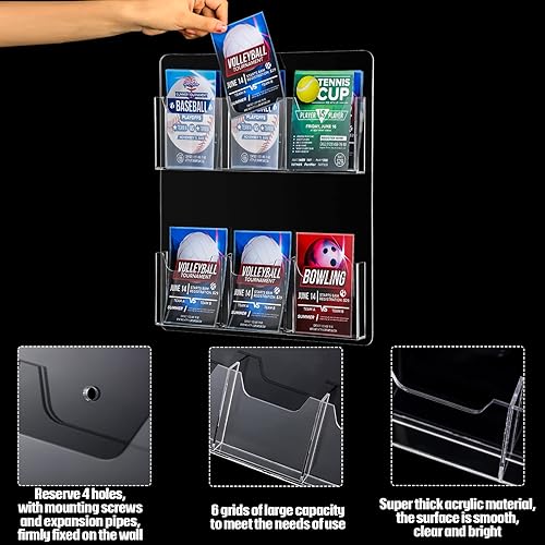 Vista 16 de Eersida Soporte acrílico para folletos, soporte de exhibición para folletos, soporte de ranura triple plegable para negocios, soporte de pared