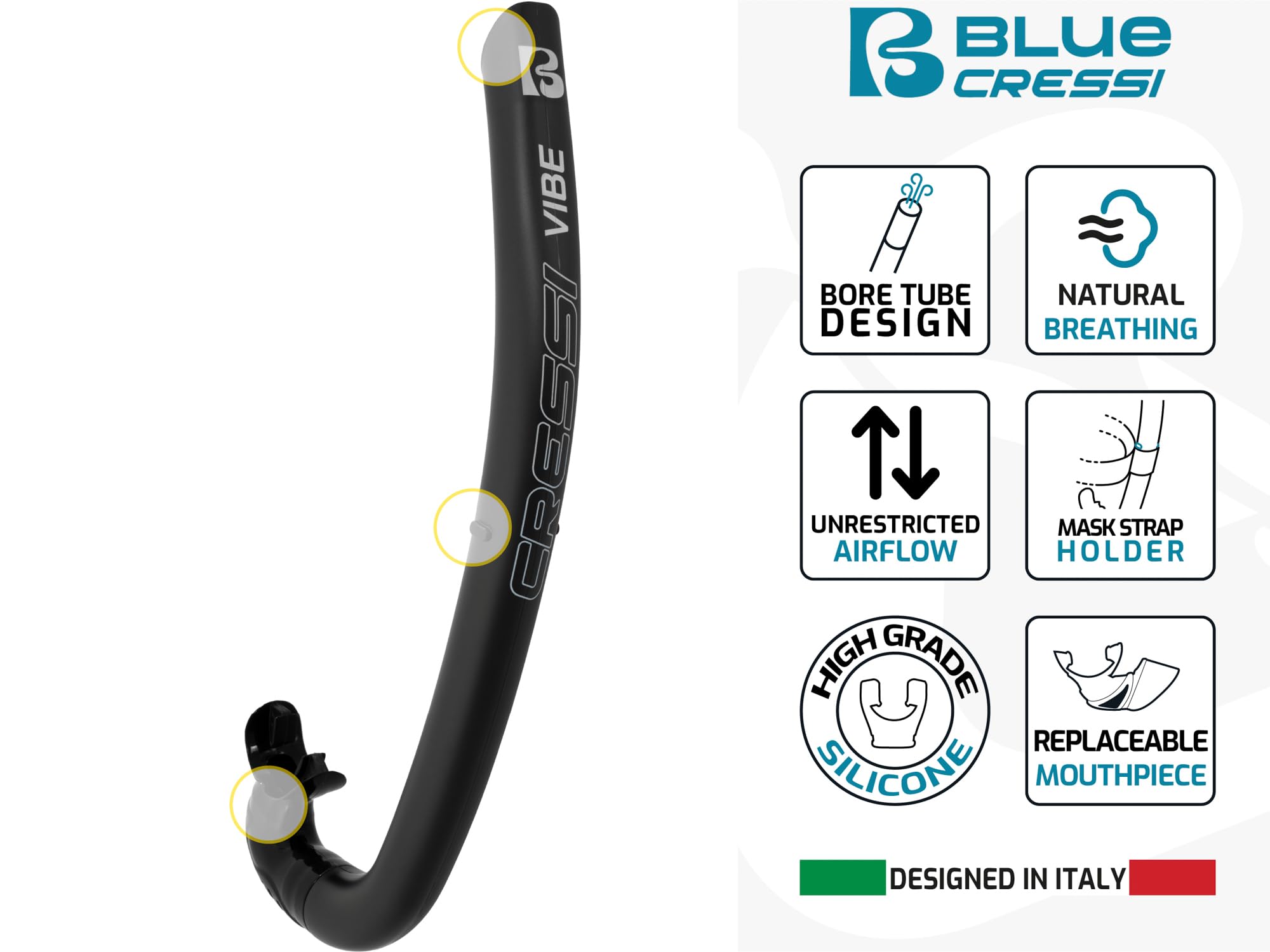 Cressi Nautilus Combo - Maschera Force Lenti Separate in Policarbonato + Snorkel Vibe Tubo TPR Boccaglio Silicone Ideale per Snorkeling e Nuoto in Superficie Unisex Adulto
