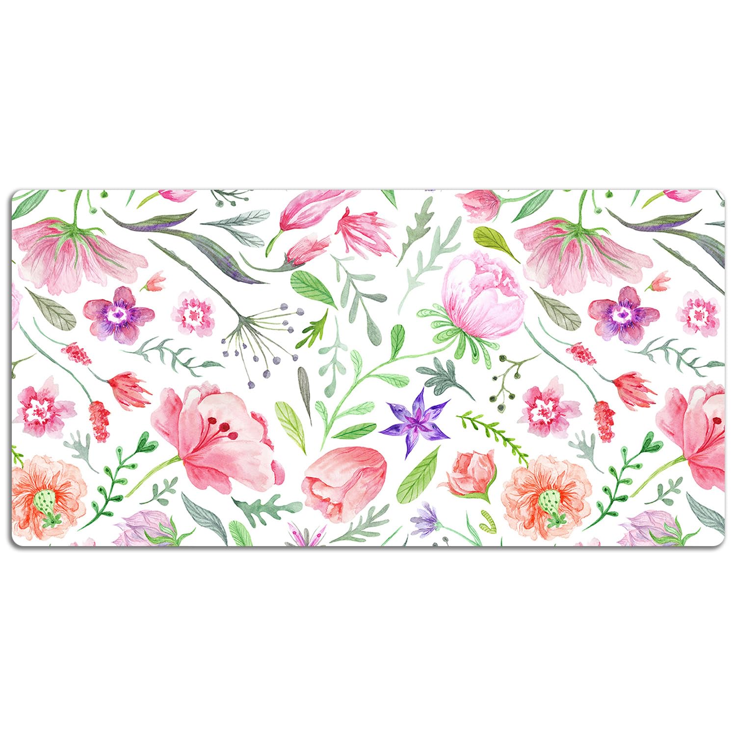 Sottomano da Scrivania 120x60 cm per Ufficio e Casa Impermeabile Protezione e Decorazione Superficie Protettiva Antiscivolo Facile da Pulire in Vinile PVC - Fiori dipinti
