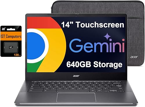 Acer Chromebook Plus 514 Laptop con Google AI (pantalla táctil FHD de 14 pulgadas, Intel 8-Core i3-N305, 8 GB de RAM, 640 GB de almacenamiento,