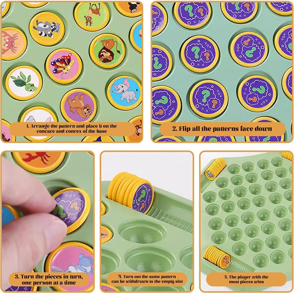 CTALBFF 1 Set Animal Flip Chess Memory Game, Easy Matching Chess Board Game - Image 3