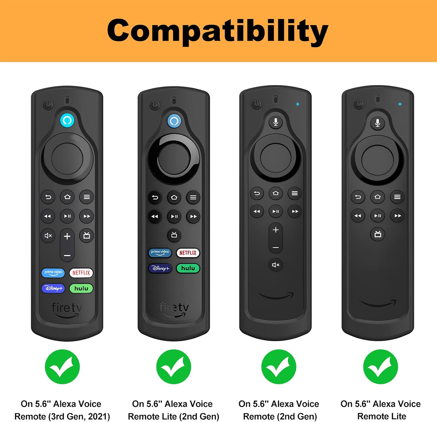CaseBot Remote Case for Fire TV Stick 4K Max/Fire TV Stick (2nd and Later) / Fire TV Stick Lite/Fire TV Cube - Anti-Slip Silicone Cover for Alexa Voice Remote (2nd Gen and 3rd Gen), Black
