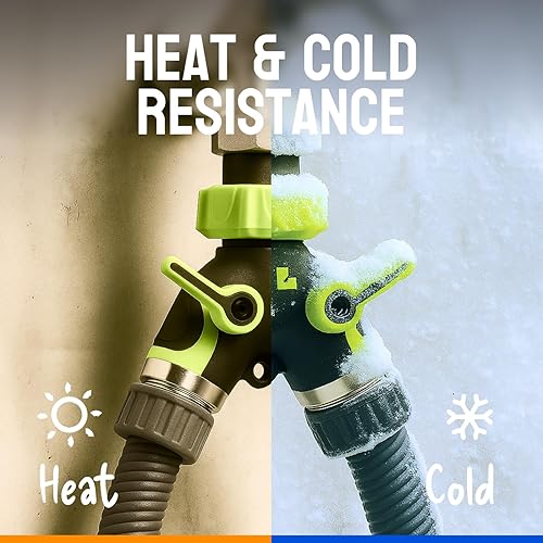 Miniatura 9 de Divisor de manguera de jardín de 2 vías resistente - a prueba de fugas de cuerpo completo de metal grifo divisor