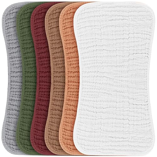 Konssy Juego de paños de muselina para bebé, unisex, paquete de 6, ropa grande 100% algodón, para recién nacidos, niñas y niños