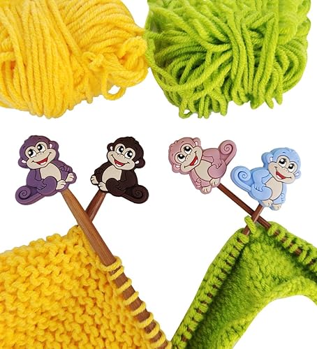 Miniatura 3 de Toeloioh 4 tapones de aguja de tejer, protectores de punto de aguja de mono, pingüino, búho, pez, pez, búho, tapas de extremo para tejer, accesorios