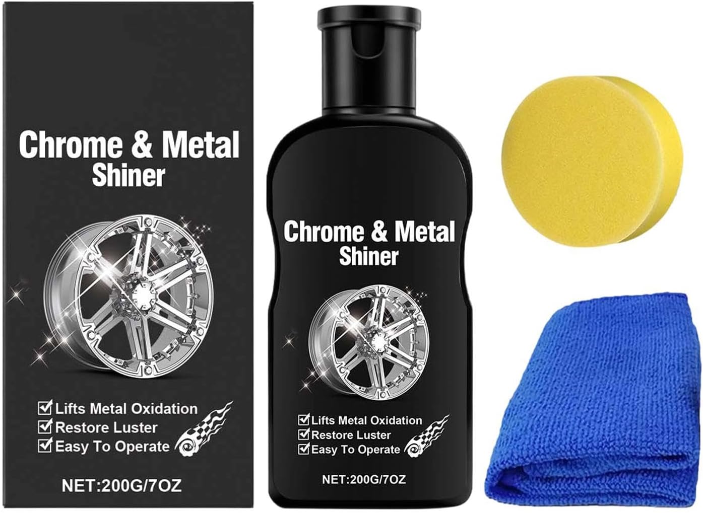 Shiny Wheel Polisher - Vehicle Shine Polishing Kit, Metal Care Kit Applicator, Alloy Rim Cleaner Protection, Garage Detailing Tool, Automotive Restorer for Furniture, Brake, Kitchen, Bathroom