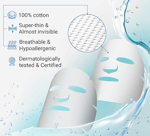 Miniatura 5 de Calés - Juego de mascarillas faciales antienvejecimiento e hidratantes, mascarillas hidratantes para mujer, hojas de mascarillas 100% algodón para