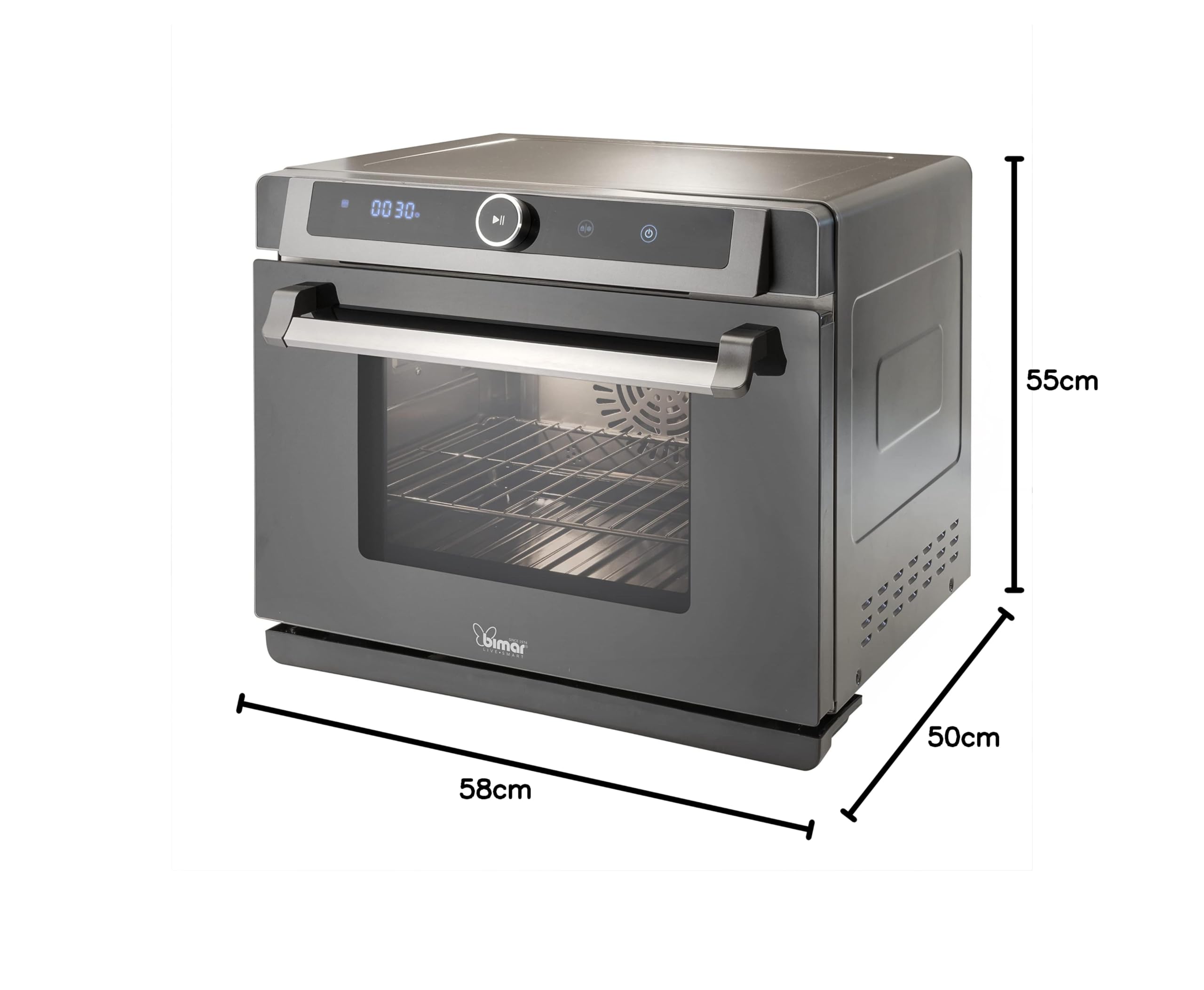 Bimar Prontoforno B400 Forno Digitale 40 litri Elettronico a Vapore 3 in 1.Tre modi di cottura: cuoce al vapore, convezione,in frittura, a temperatura bassa .31 Programmi preimpostati.2100-2400W.