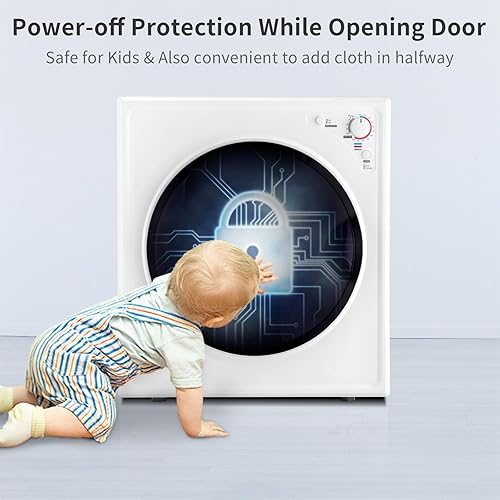 Miniatura 4 de ROVSUN Secadora de ropa portátil de 9 libras -1400 W con perilla de fácil control, color blanco