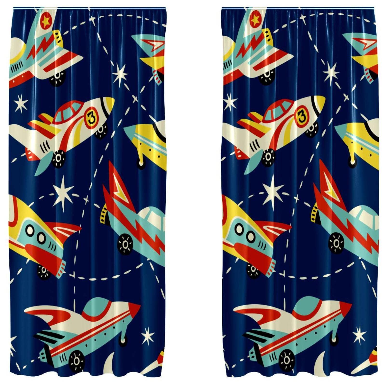 Cortinas opacas de fondo marino para habitación infantil de 55 x 84 pulgadas