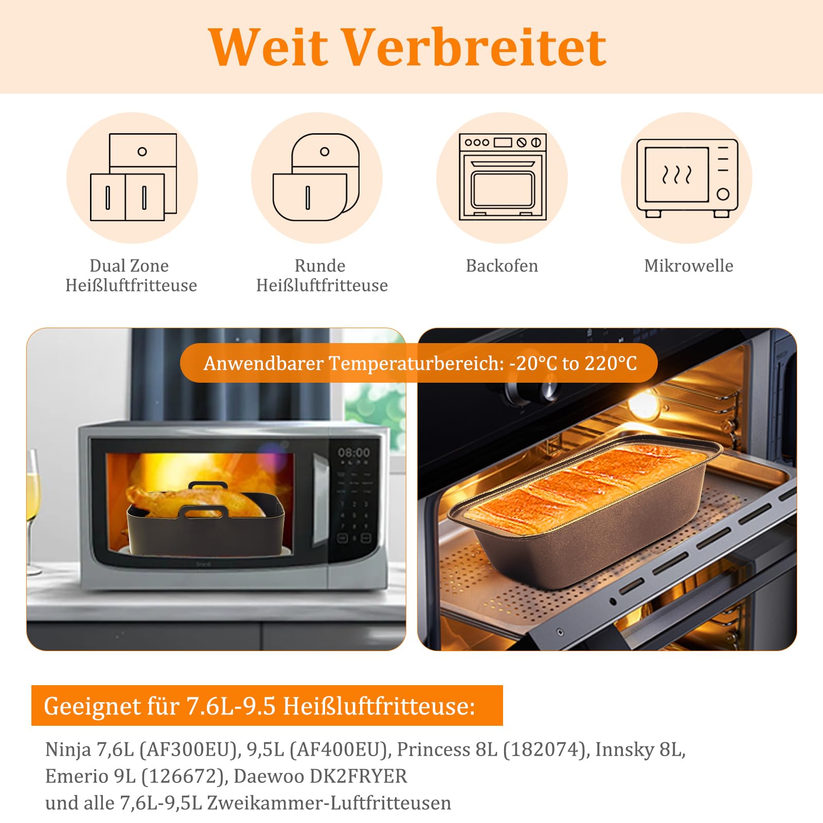 Set Di Accessori Per Friggitrice Ad Aria Dual Zone – Stampo In Silicone Alimentare, Griglia In Acciaio 304, Pinza, Per Philips, Ninja E Cosori 8,5-10L
