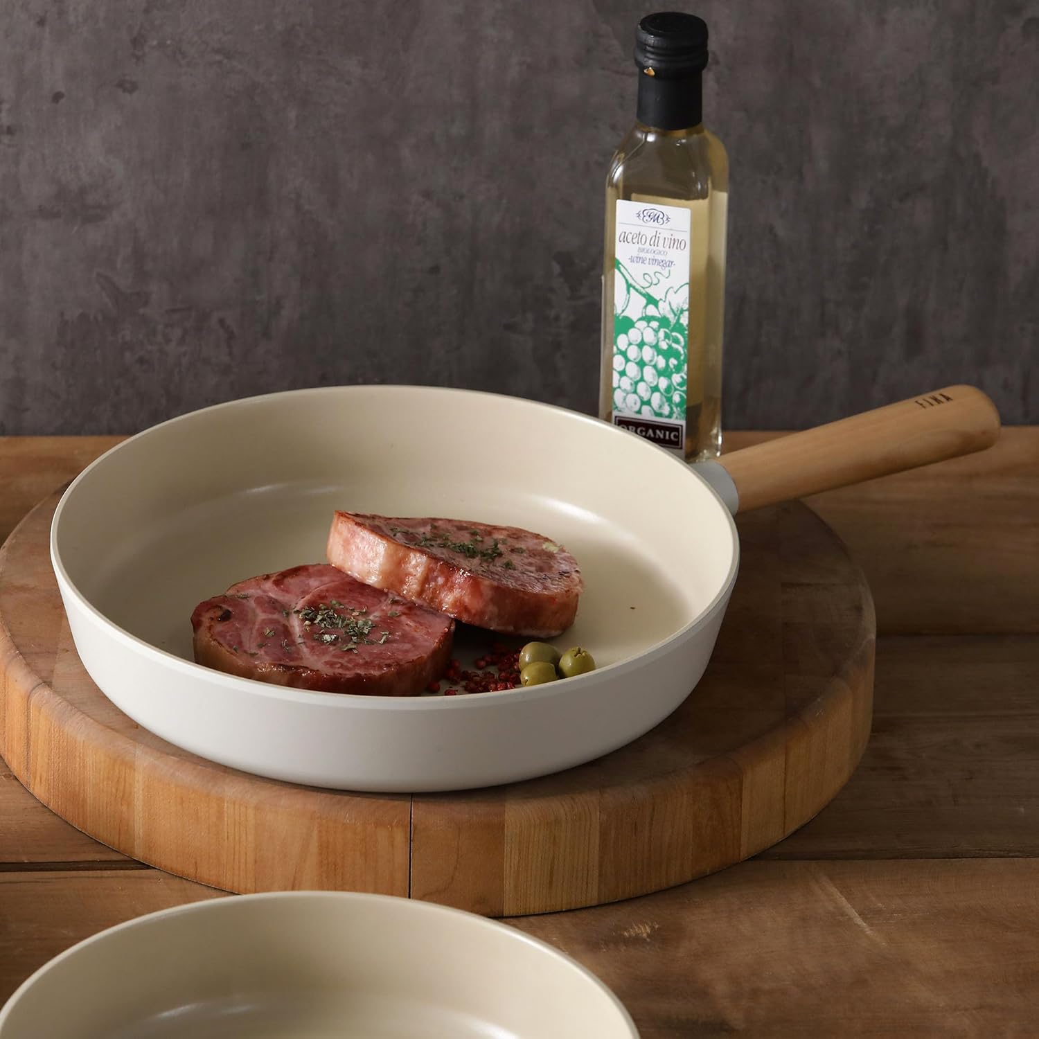 Neoflam FIKA 11inch 28cm Ivory IH Frypan, Impact Inductiion Heating