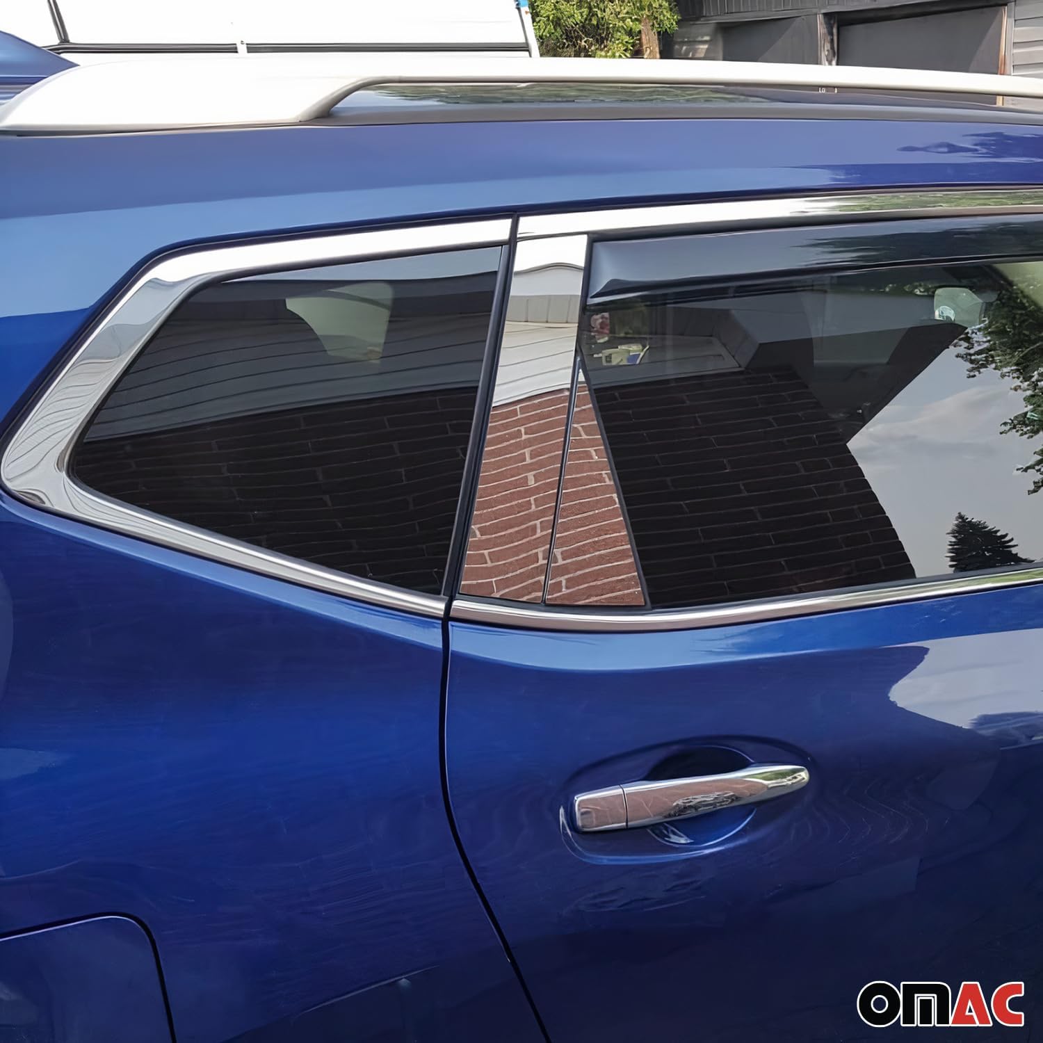 OMAC Window B Pillar Posts Door Trim Cover for Nissan Rogue 2017-2020 S.Steel 8X