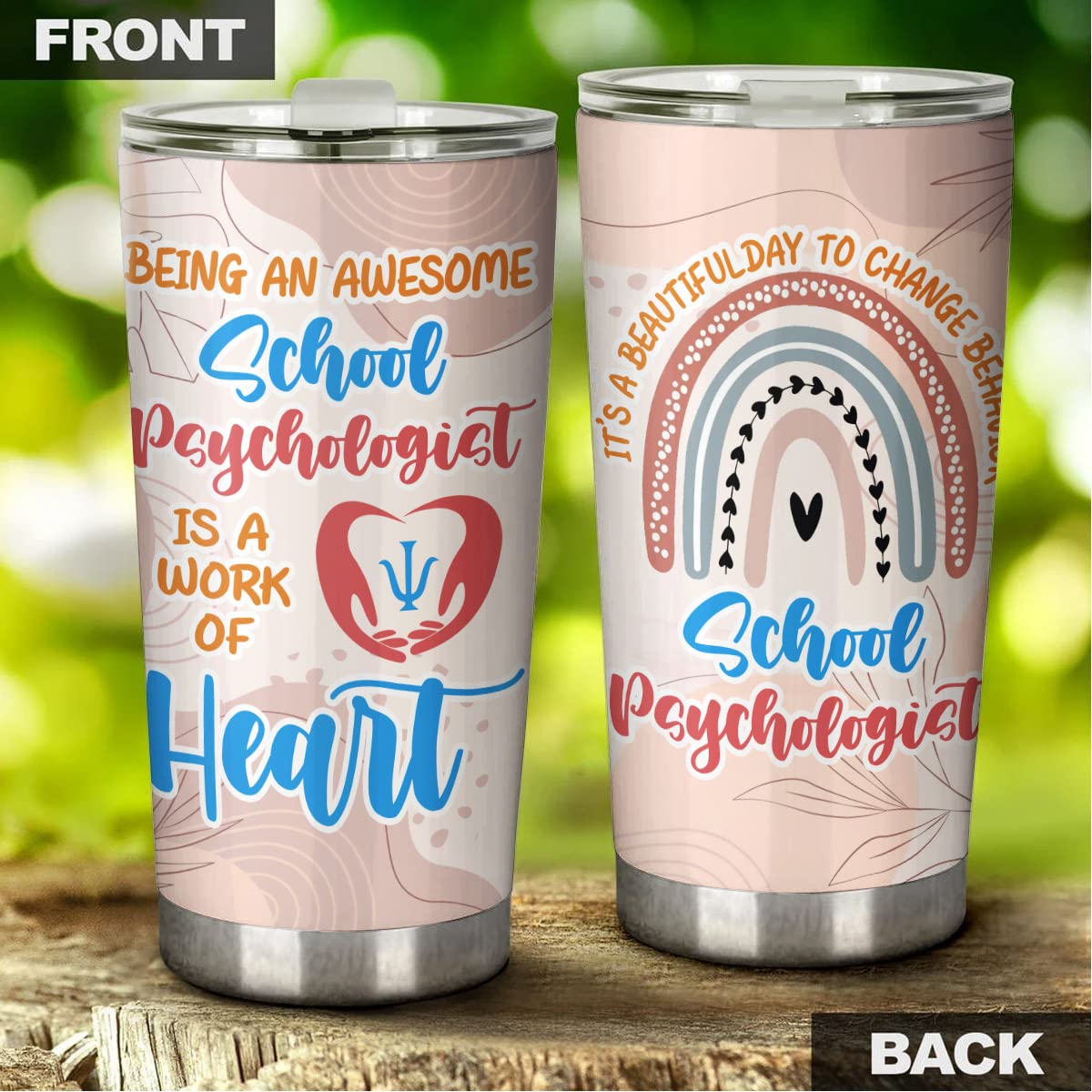 Doctor en Psicología Vaso aislado, Vaso de acero inoxidable personalizado con banda de silicona, taza personalizada para llevar - México