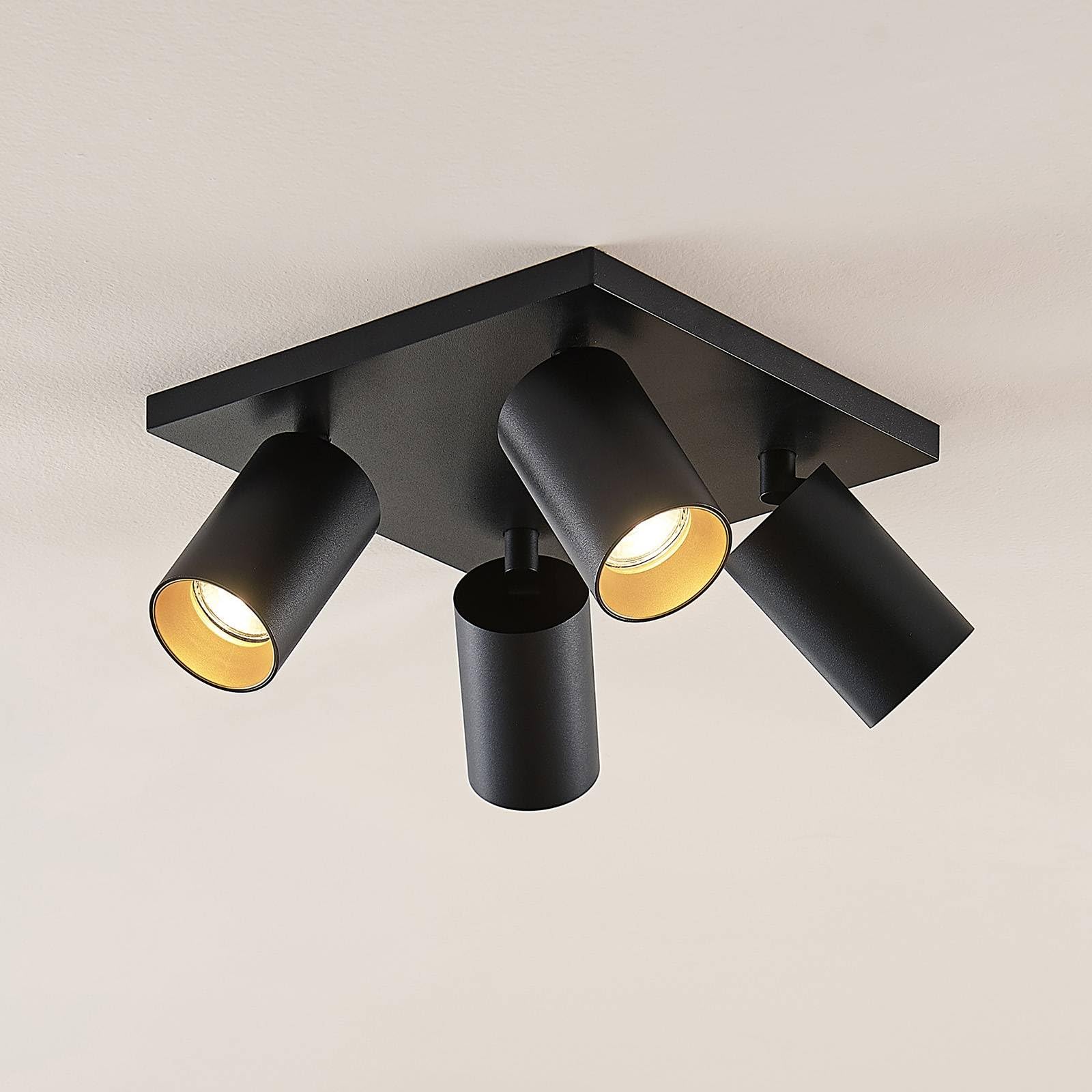 Arcchio Strahler Brinja (Modern) in Schwarz aus Aluminium (4 flammig, GU10) - Deckenlampe Deckenleuchte Lampe Spot Flurleuchte