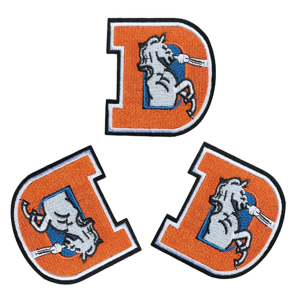 3 Pcs Broncos D Embroidery Patch Rugby Team Iron-on Sew On Patches for Clothing Jacket Backpack Jeans Gift 3.2 * 3 Inch