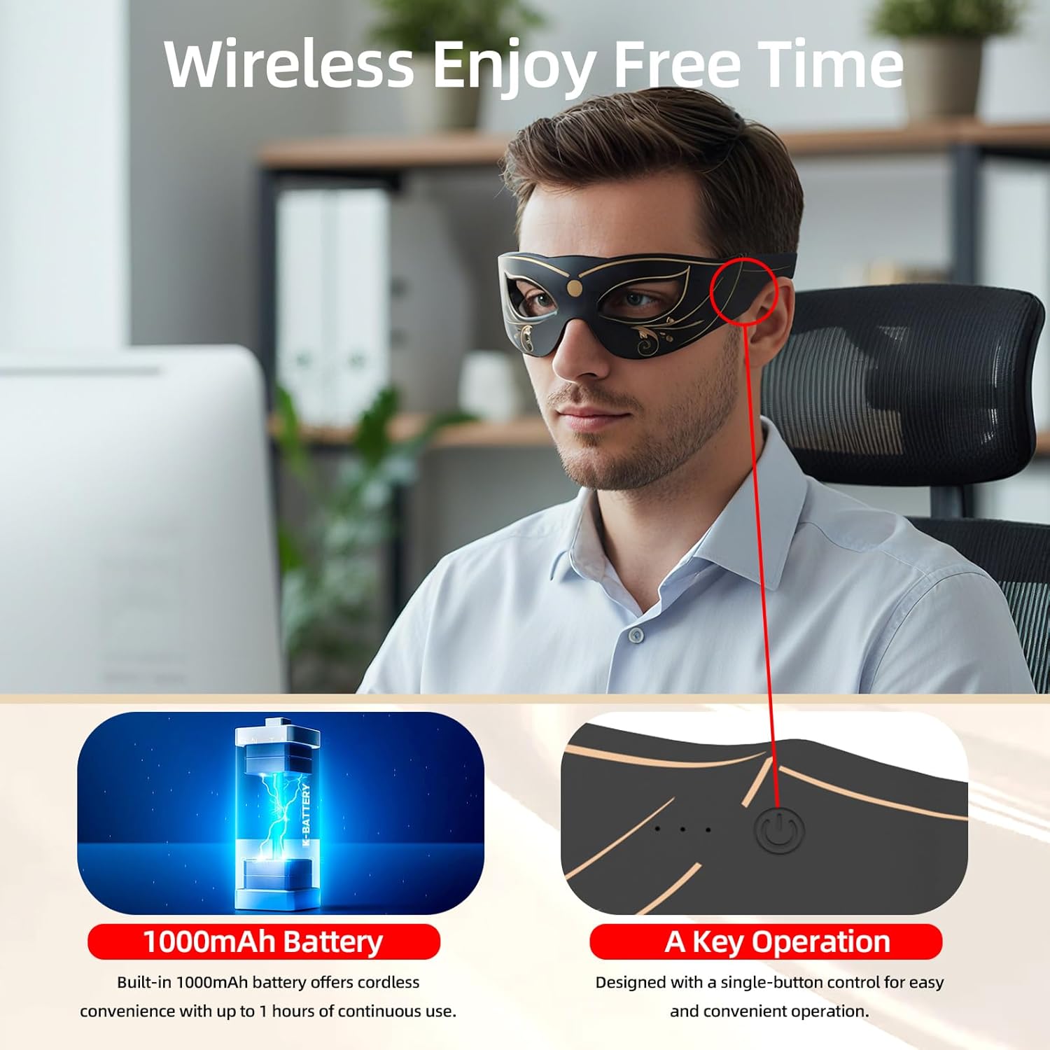 Red Light Therapy for Eyes, 3 Modes Under Eyes Red Light Therapy - Targeted Eye Rejuvenation, Reduce Puffiness & Dark Circles, Smooth Fine Lines for Women Men (Black) - Image 4