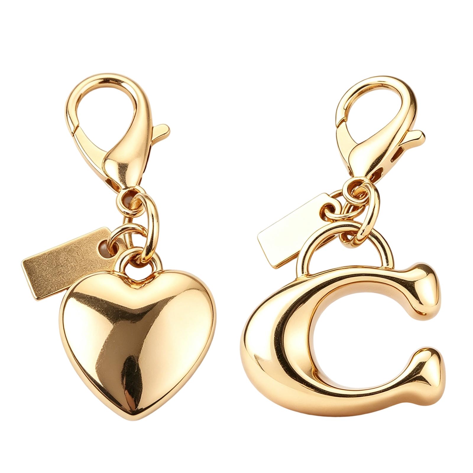 Xnqelerate Golden Bag Charms, Metal Keychain Purse Charms, Car Keychain For Girlfriend, Wife, Mother(C+Heart)