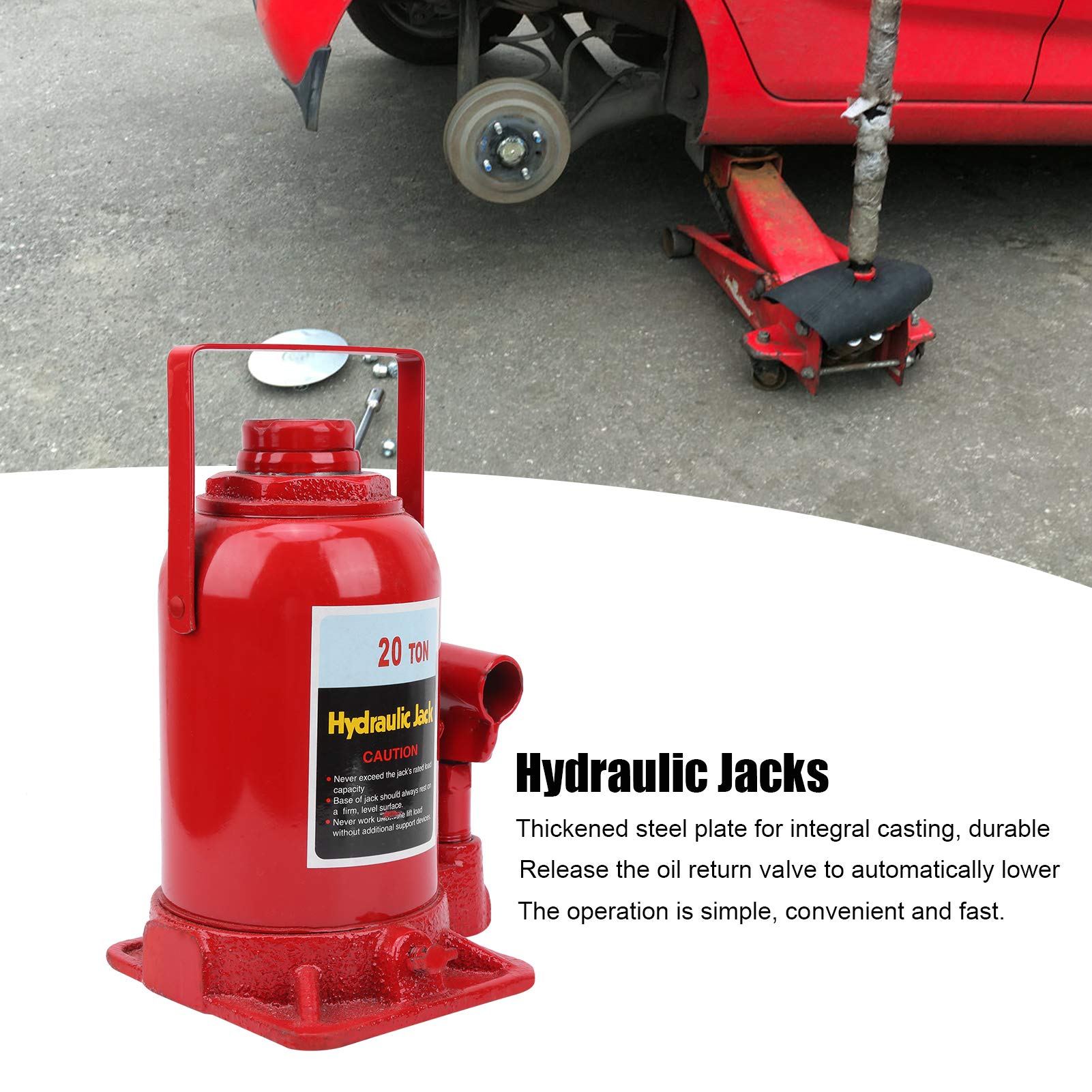 Gato Hidráulico de Botella Industrial, 20 Toneladas de Capacidad, Base Antideslizante con Placa de Acero, para Construcción, Automotriz, Agricultura