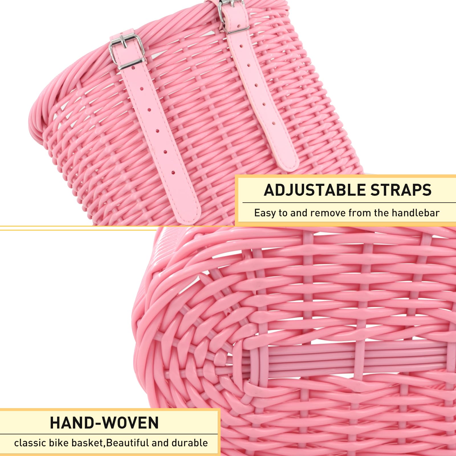 ZUKKA Panier de vélo tissé pour vélos adultes/enfants avec sangles en cuir réglables - Panier de rangement étanche - Multicolore