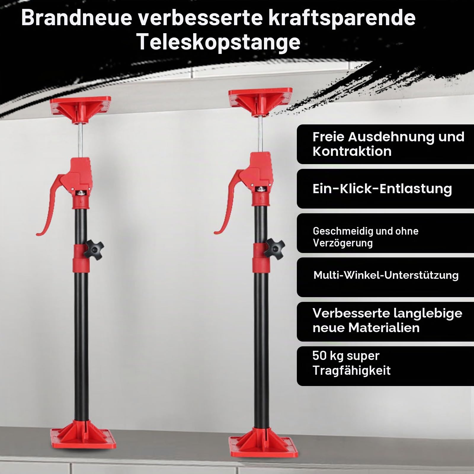 JAOGAUS Cabinet Jack Stands, Labor Saving Hand Lifting Jack Tool, Quick Work Steel Support System Telescopic Lifter Rod Third Hand Tool, Lever Arm Lifter for Installing Cabinets, Drywall