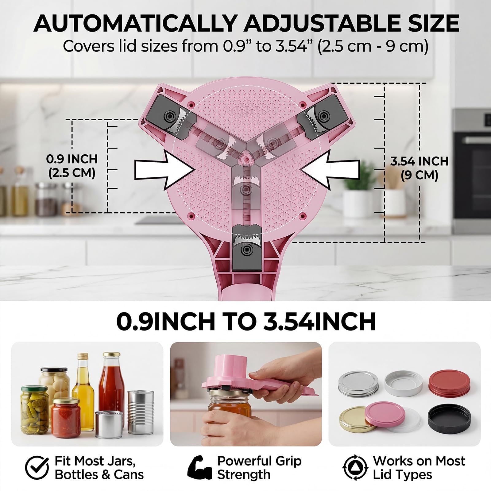Apriscatole elettrico per anziani con artrite, apribottiglie automatico One-Touch ricaricabile USB-C 2 in 1, gadget da cucina per mani deboli