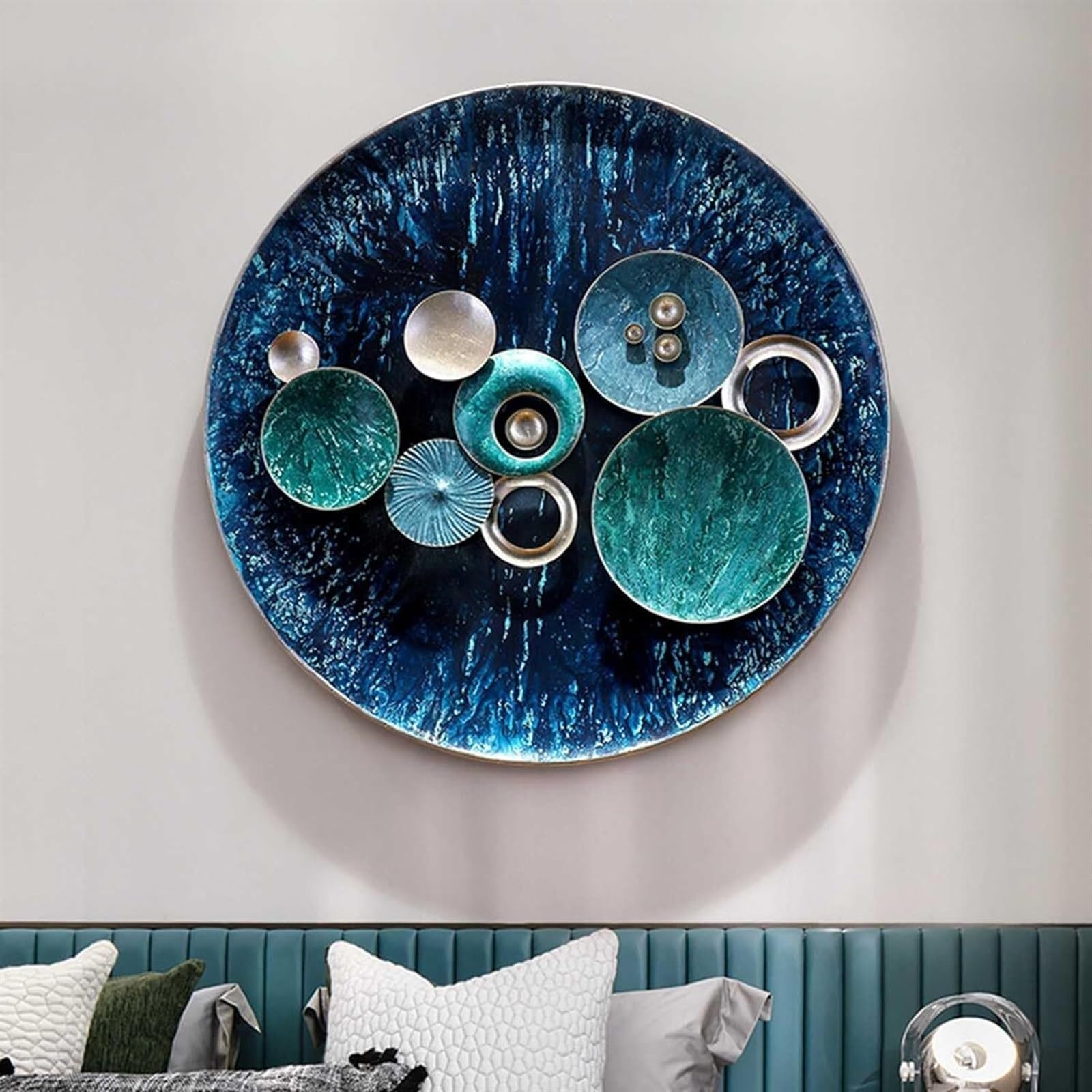 Étagère murale ronde en métal avec étagère, décoration murale moderne, ronde, diamètre 29-33 x Étagère murale ronde en métal avec étagère, décoration murale moderne, ronde, diamètre 29-33 x
