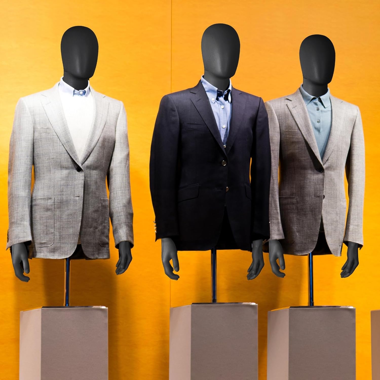 Dress Form Male Mannequin Torso Body,Height Adjustable Plastic Half Body Display with Metal Stand, Dress Form for Retail Clothing Shops,Black