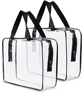 HOLIV 2pcs Clear Makeup Bags, Large Clear Toiletry Bag Travel Makeup Bag Waterproof Tote Handbag