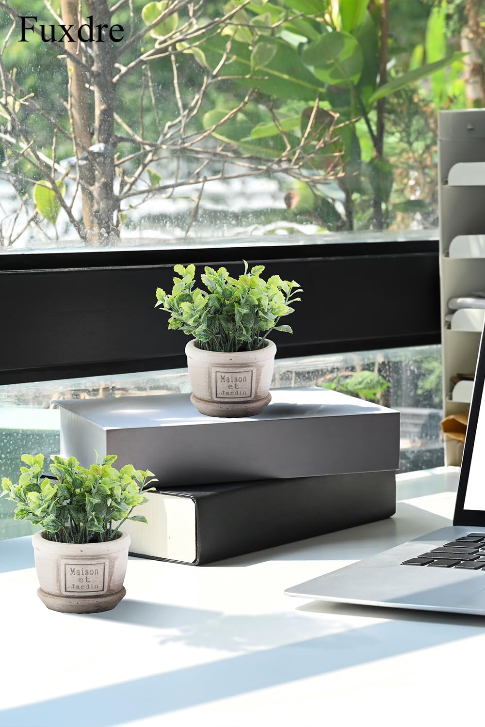 2 Pack Small Artificial Plants with Mint, The Mint Plants for Farmhouse Bathroom Decor, Rustic Home Decor for Living Room Bedroom Office Table Tray Shelve Indoor