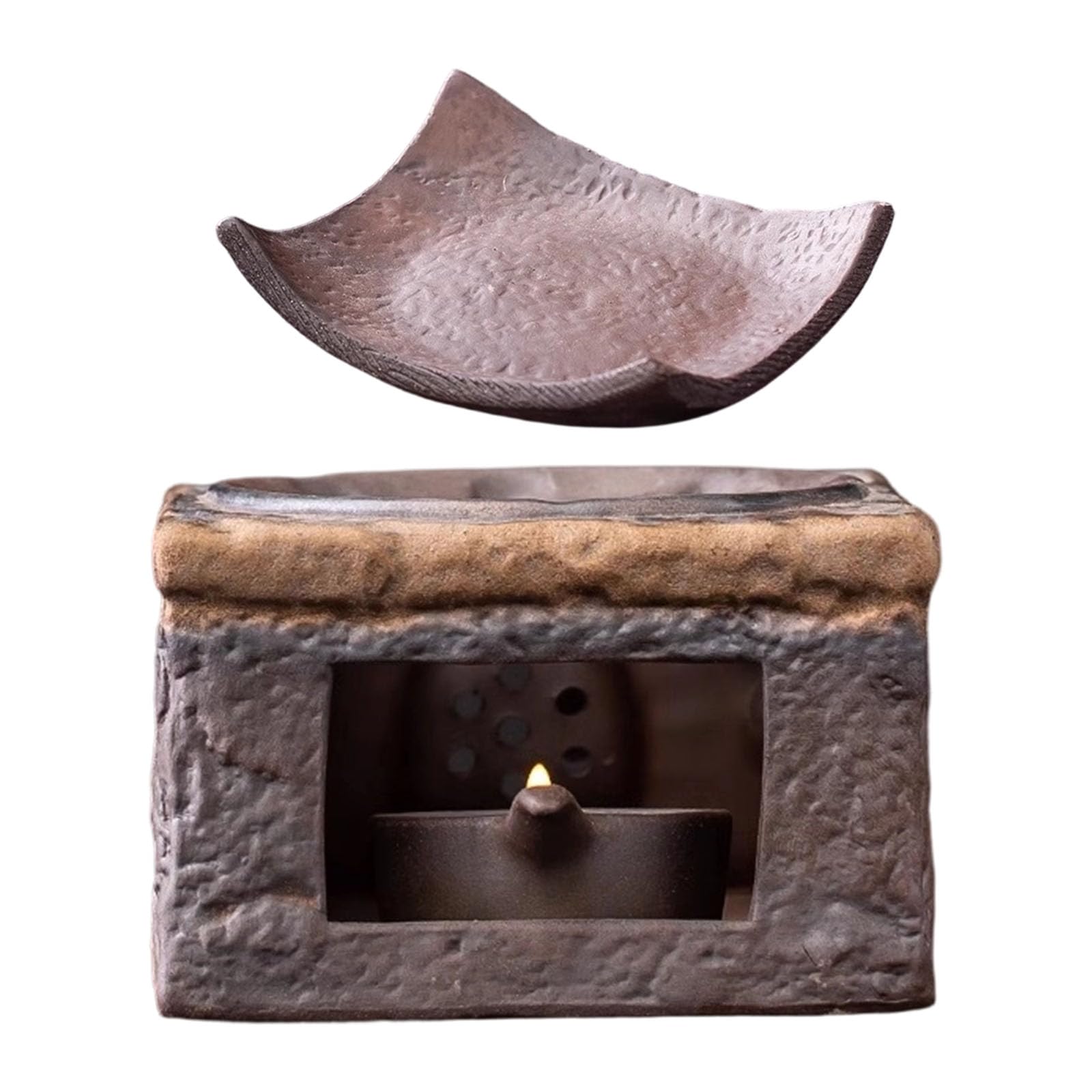 Tsophreniq Ceramic Tea Stove Warmer Set, Aromatherapys Burners, Tealight Holder Waxes Melts Warmers for Home Decors Teapot Warmer