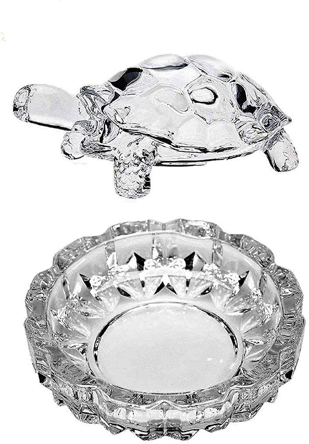 Tortue en cristal Feng Shui et sa plaque de support aux finitions pures