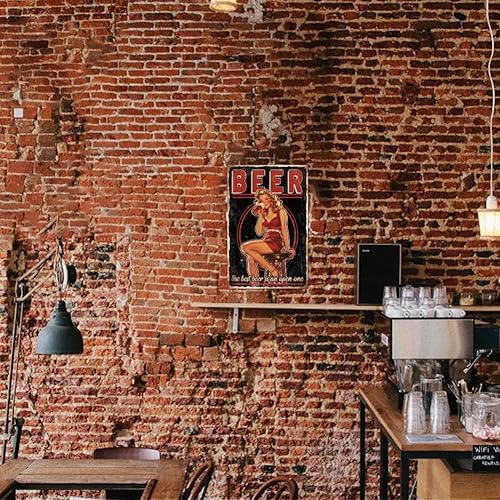 Miniatura 7 de GLOBLELAND Letrero vintage de metal con forma de pin up para dama, de 8 x 12 pulgadas, retro, con diseño de cerveza, mujer, divertido letrero de