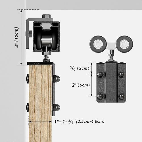 Miniatura 4 de Kit de herrajes para puerta corrediza de granero de 4 pies48 pulgadas, montaje en pared de aleación de aluminio, suave y resistente para una sola