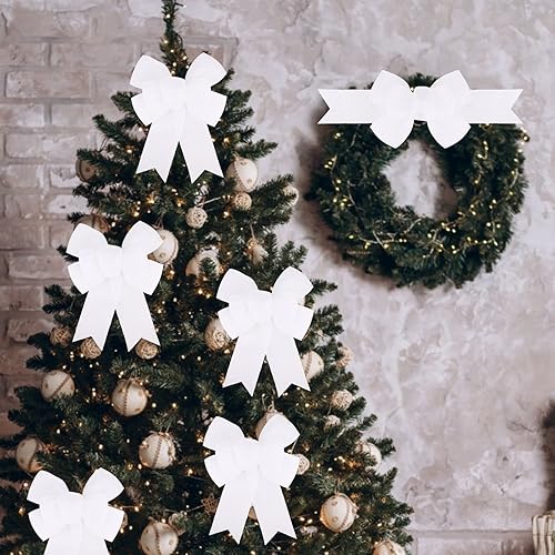 Miniatura 171 de 2 lazos de arpillera de Navidad, hechos a mano, prefabricados para coronas, adornos decorativos grandes de Navidad, decoración de árbol, lazos