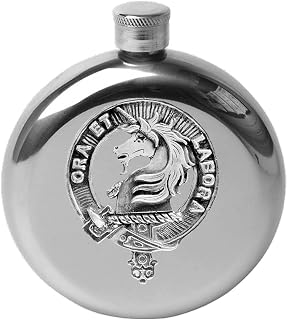 Ramsay 5 oz Round Clan Crest Scottish Badge Flask