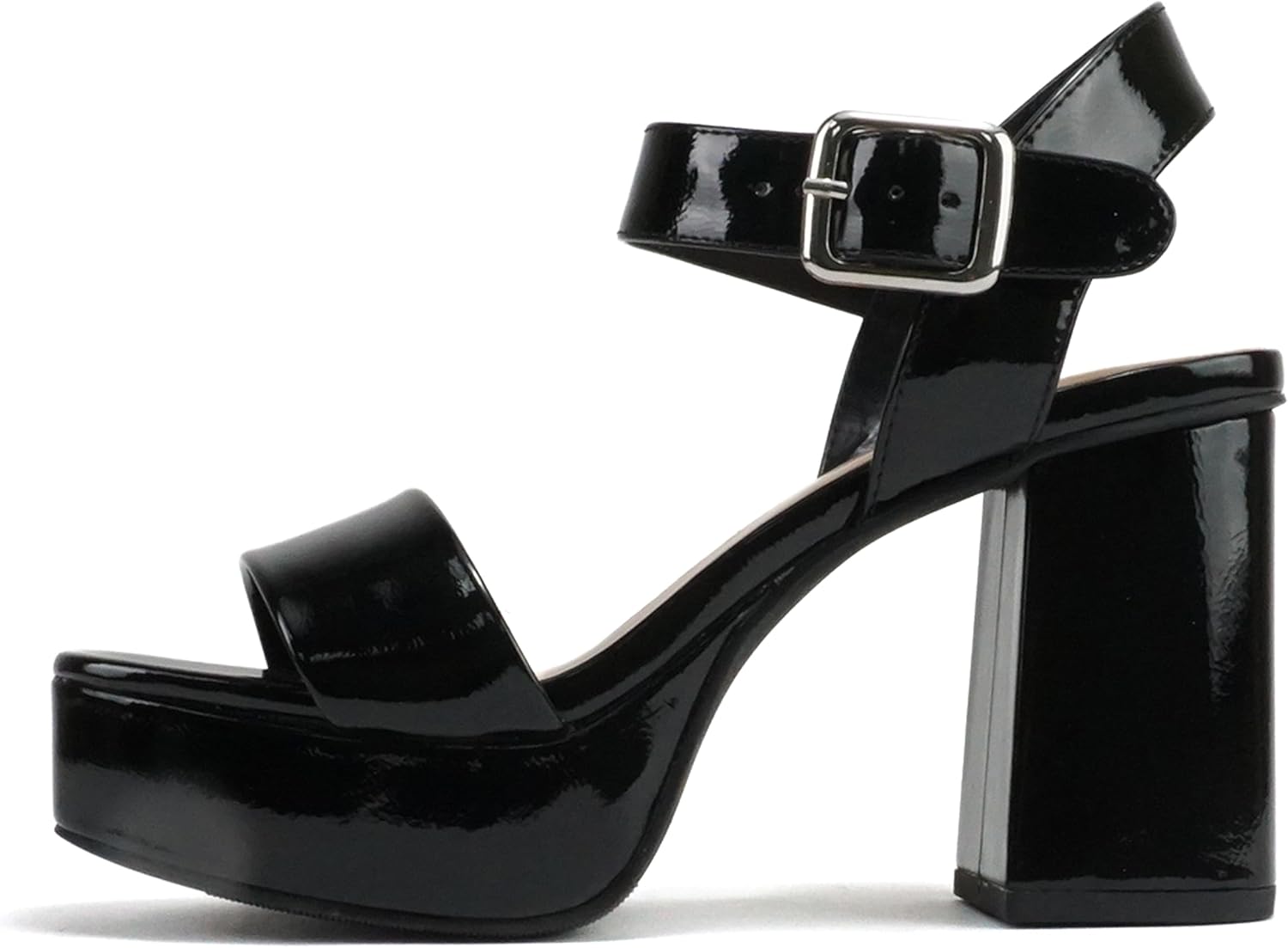 Soda “MACEY” ~ Women Open Square Toe Single Band High Heel Platform Dress Sandal with Adjustable Ankle Strap
