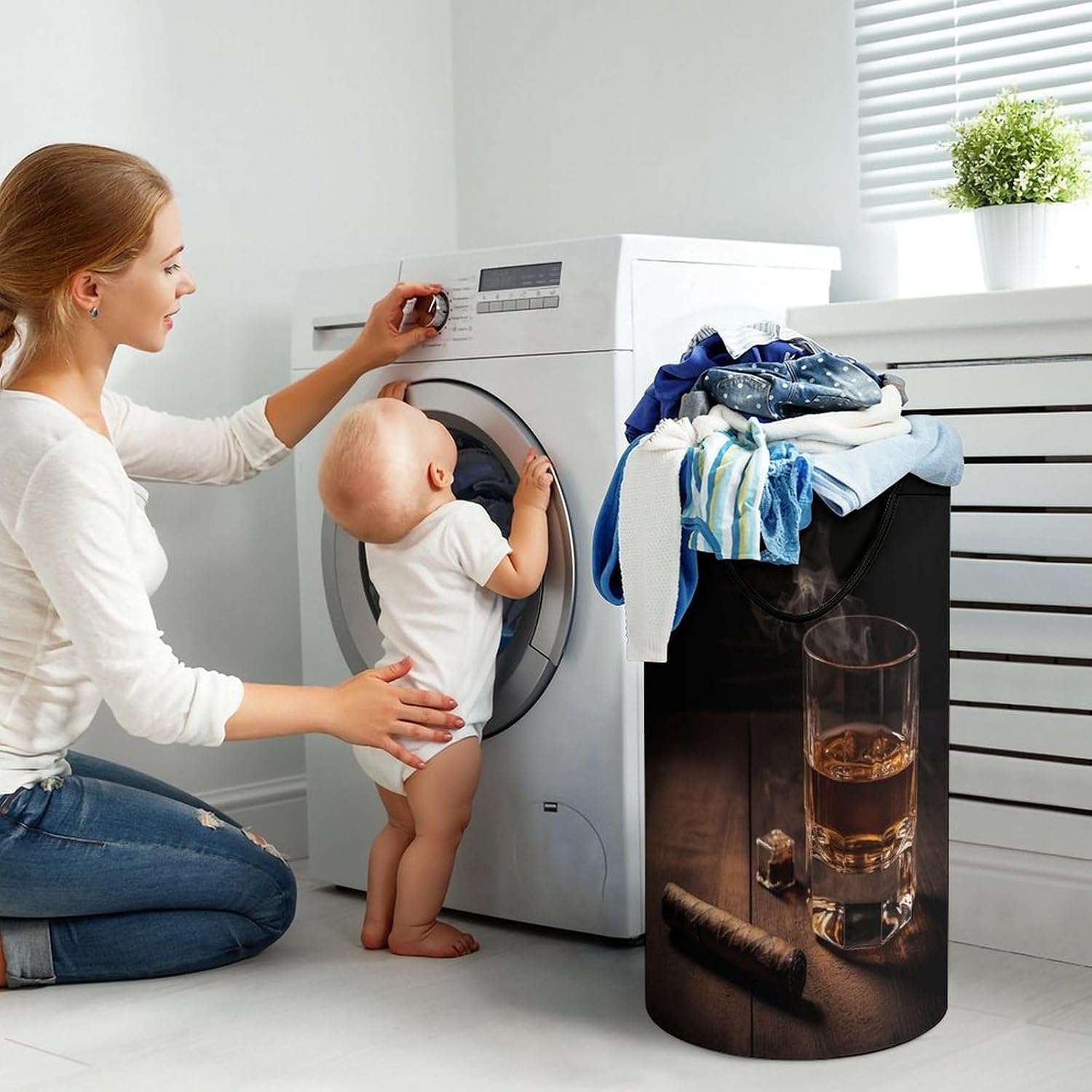 Dirty Clothes Basket Extra Large 110l Open Top Laundry Hamper With Portable Carry Handles, Foldable Waterproof Clothes Basket Spacious Laundry Bag For Bedroom Bathroom Laundry Room Dorm